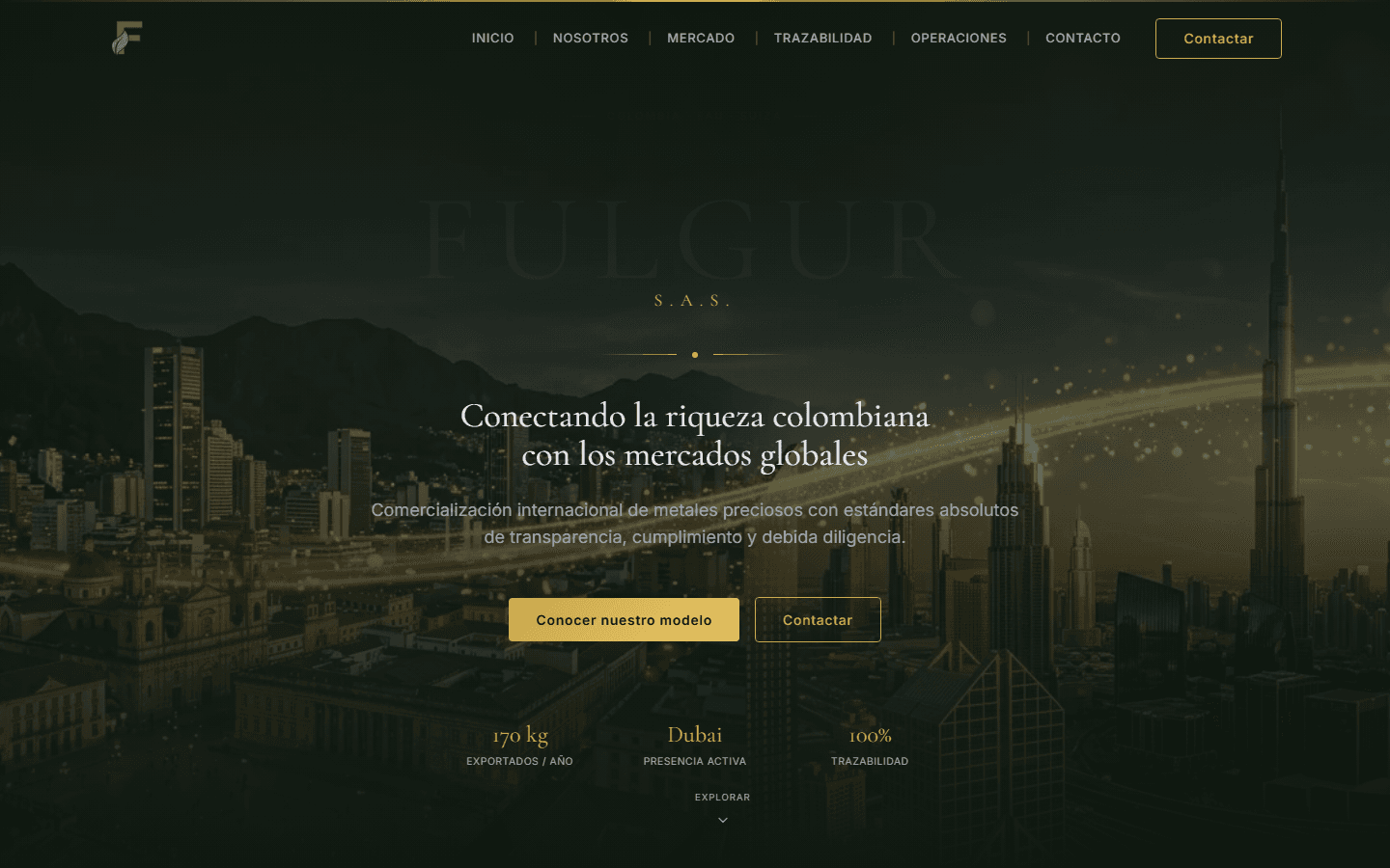 FULGUR S.A.S. — Landing B2B para exportadora de oro